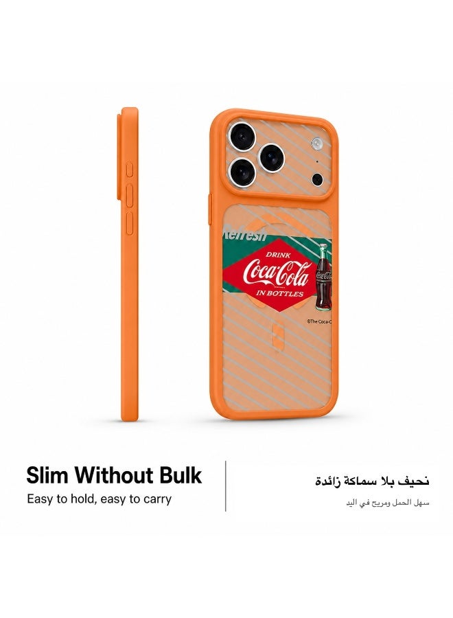 Coca-Cola iPhone 17 Pro Max Magnetic Phone Case, Slim Protective Cover with Retro Bottle Artwork, Raised Camera Protection, Smooth Matte Finish, Orange - Image 4