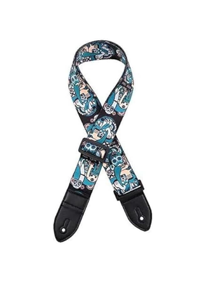FYLX Extreme comfort acoustic guitar strap electric guitar strap free Hip Hop Uni Punk Skull Printed Guitar Strap Polyester Leather Belt for Electric Acoustic Folk B Wood Guitars Accessories - Image 1