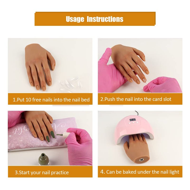 KnowU Practice Hand for Acrylic Nails with Stable Clamp,Silicone Flexible Bendable Mannequin Fake Hands to Practice Fake Nails for Nail Art Training Practice Display Tools - Image 5