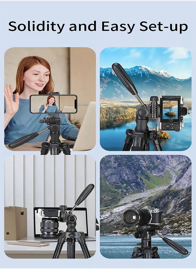 KP-2294 Multifunctional Professional Tripod – Multi-Angle Adjustable Aluminum Camera Stand with Quick Release Plate & 3-Way Pan Head – Lightweight, Stable & Universal Tripod for DSLR, Mobile & Action Cameras – Black