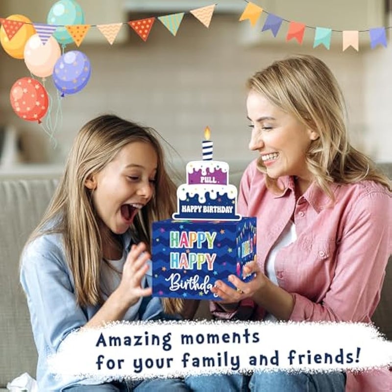 Birthday Money Box for Cash Gift Pull, Surprise Gift Boxes for Money, Money Holder Box with Pull Out Happy Birthday Card and 100Pcs Transparent Bags, Money Gift Ideas for Kids and Adults - Image 2