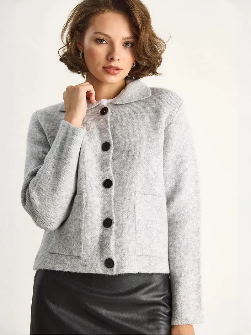Bianco Lucci LUCCI Knit Cardigan with Pockets
