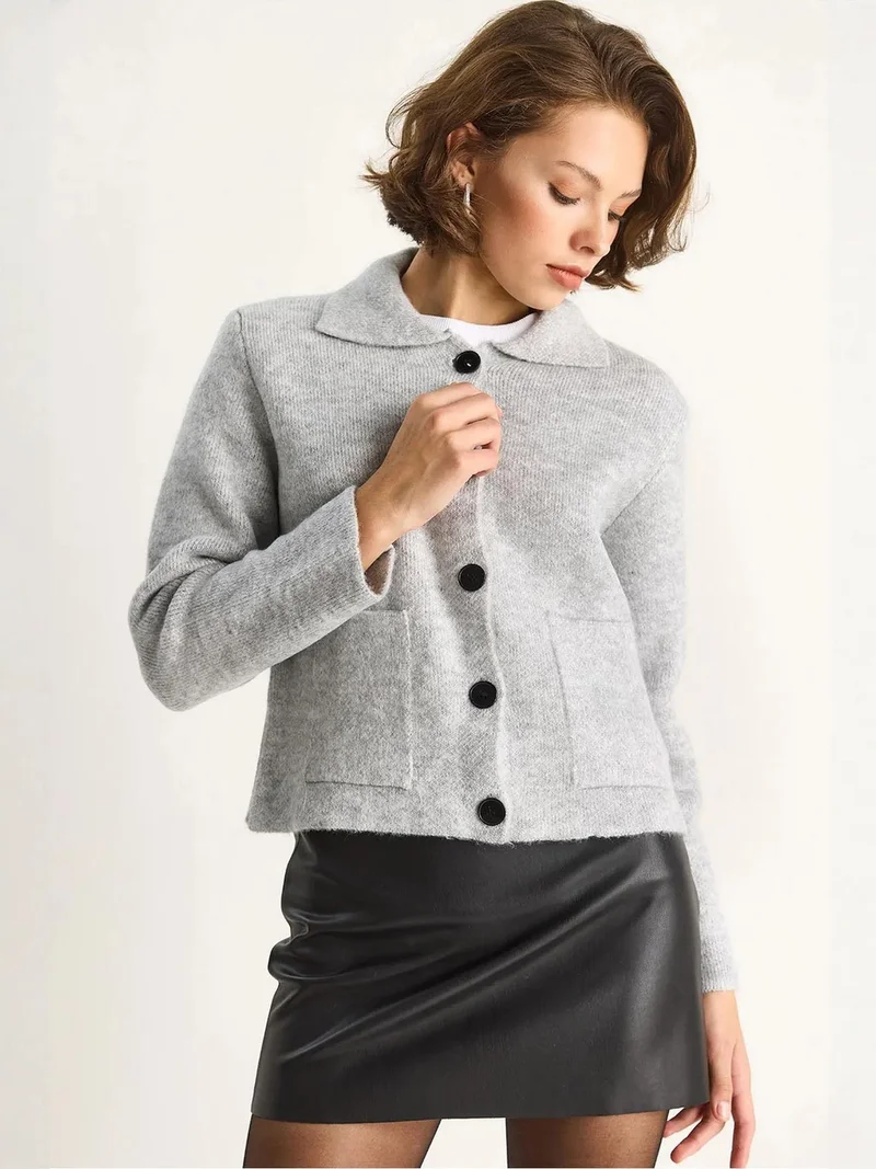 Bianco Lucci LUCCI Knit Cardigan with Pockets