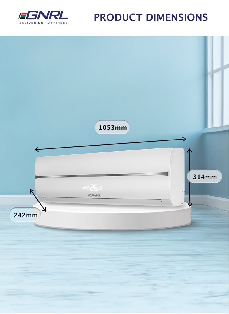 EGNRL - 24000 BTU T3 Rotary Split AC White R410a, 2024 New Series Model | 4 Way Air Flow, Golden Fin & Auto Restart | Remote Included 2 Ton White EG24T3N - Free 5 Year Compressor Warranty - Image 1
