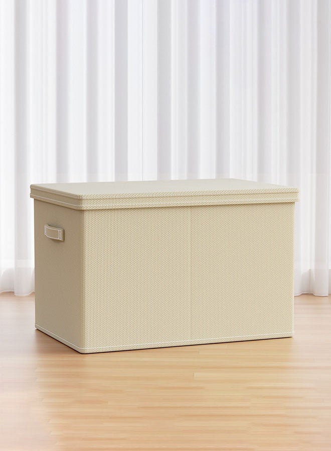 Hanayo 2 Pcs Clothes Storage Box Foldable Storage Baskets with Lid Stackable Storage Bins with Handle Storage Boxes Clothes Organisers for Organizing Toys Clothes(Beige) - Image 5