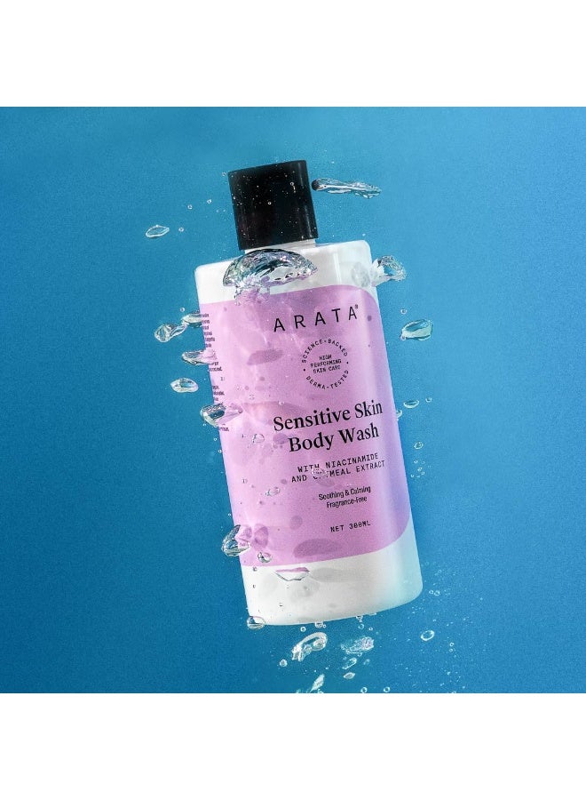 ARATA Sensitive Skin Body Wash with Niacinamide & Aloe Vera | Reduces Redness & Irritation | Smooth & Hydrated Skin | Body Wash for Women & Men | Paraben & Fragrance-Free | For All Skin Types | 300ml - Image 5