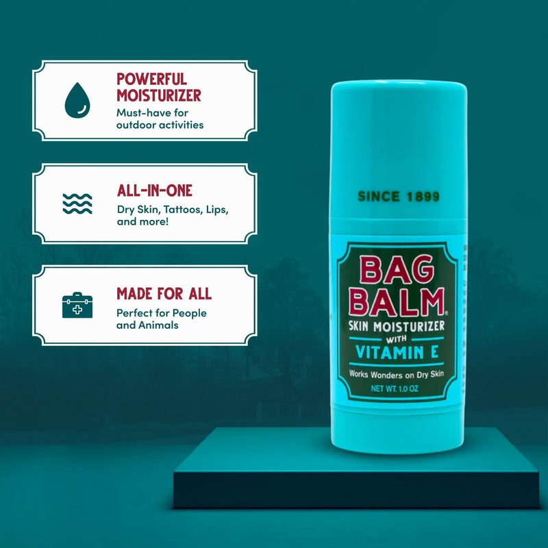 Bag Balm Original Skin Moisturizer Stick with Vitamin E - Hydrating & Soothing Balm for Dry Skin, Chapped Lips & Cracked Hands - Made in the USA - Paraben-Free & Cruelty-Free Twist-Up 1oz (1) - Image 3