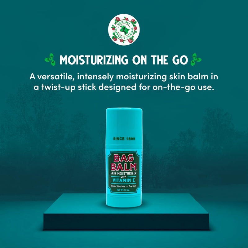Bag Balm Original Skin Moisturizer Stick with Vitamin E - Hydrating & Soothing Balm for Dry Skin, Chapped Lips & Cracked Hands - Made in the USA - Paraben-Free & Cruelty-Free Twist-Up 1oz (1) - Image 2