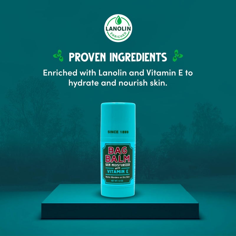 Bag Balm Original Skin Moisturizer Stick with Vitamin E - Hydrating & Soothing Balm for Dry Skin, Chapped Lips & Cracked Hands - Made in the USA - Paraben-Free & Cruelty-Free Twist-Up 1oz (1) - Image 4