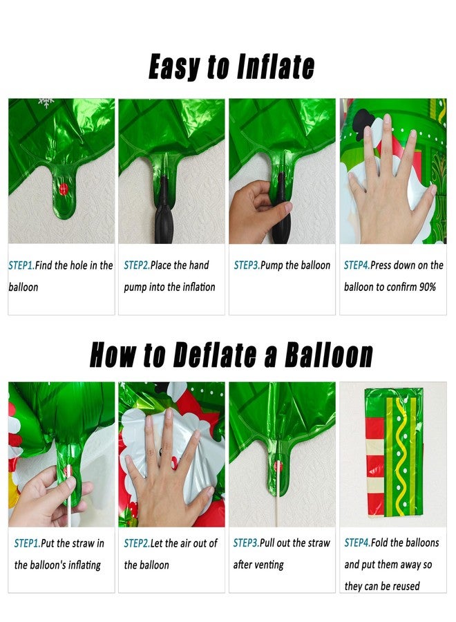 CHANGZHONG Self-standing Christmas train shaped balloon aluminum foil polyester film balloon festival party supplies walking Christmas celebration green red - Image 3