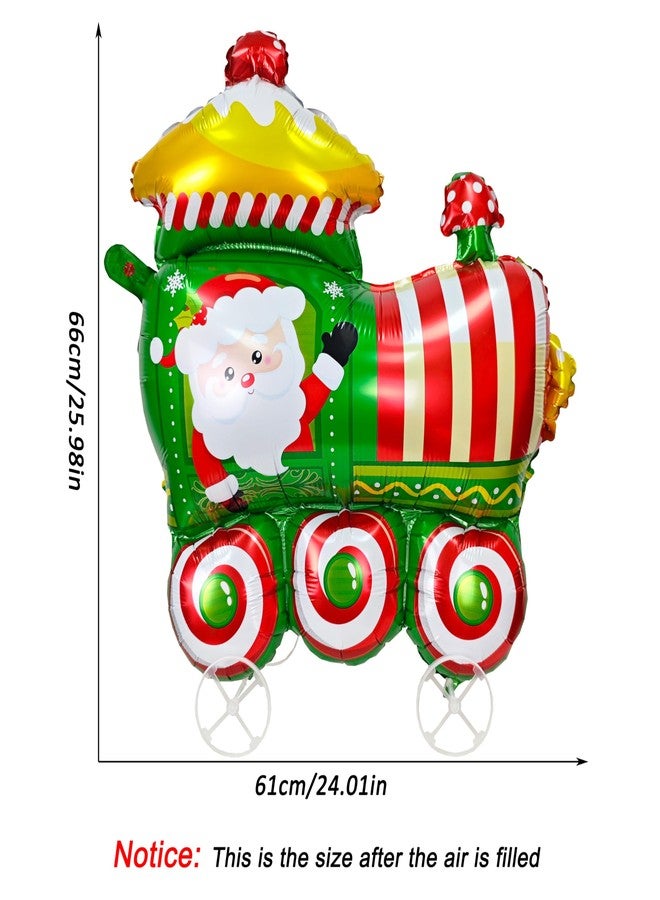 CHANGZHONG Self-standing Christmas train shaped balloon aluminum foil polyester film balloon festival party supplies walking Christmas celebration green red - Image 2