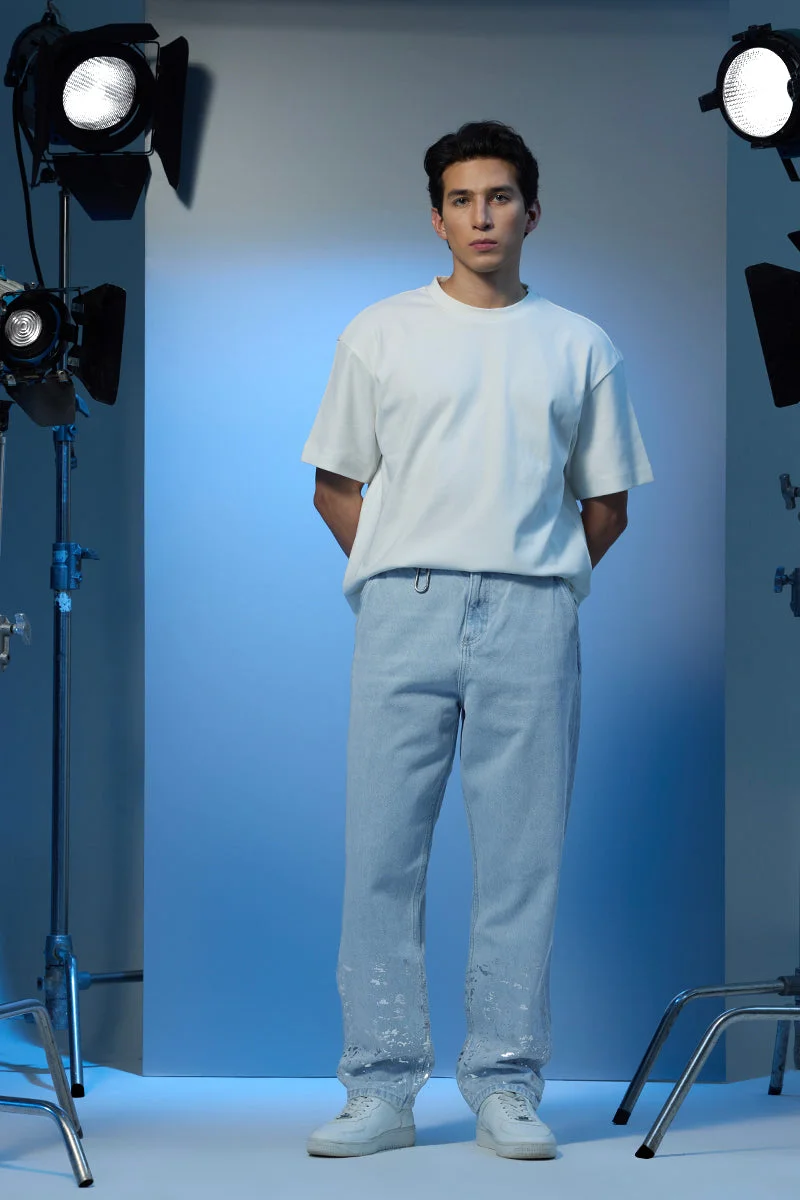 SNITCH Stars Within Foil Printed Baggy Jeans