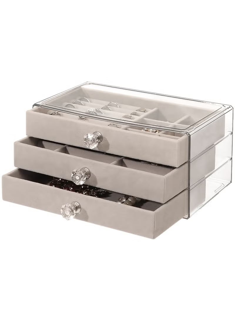 Shein Jewelry Box Women Multifunctional Jewelry Storage and Organizer Velvet Flannel Earring Ring Necklace Bracelet Jewelry Tray Storage - Image 1