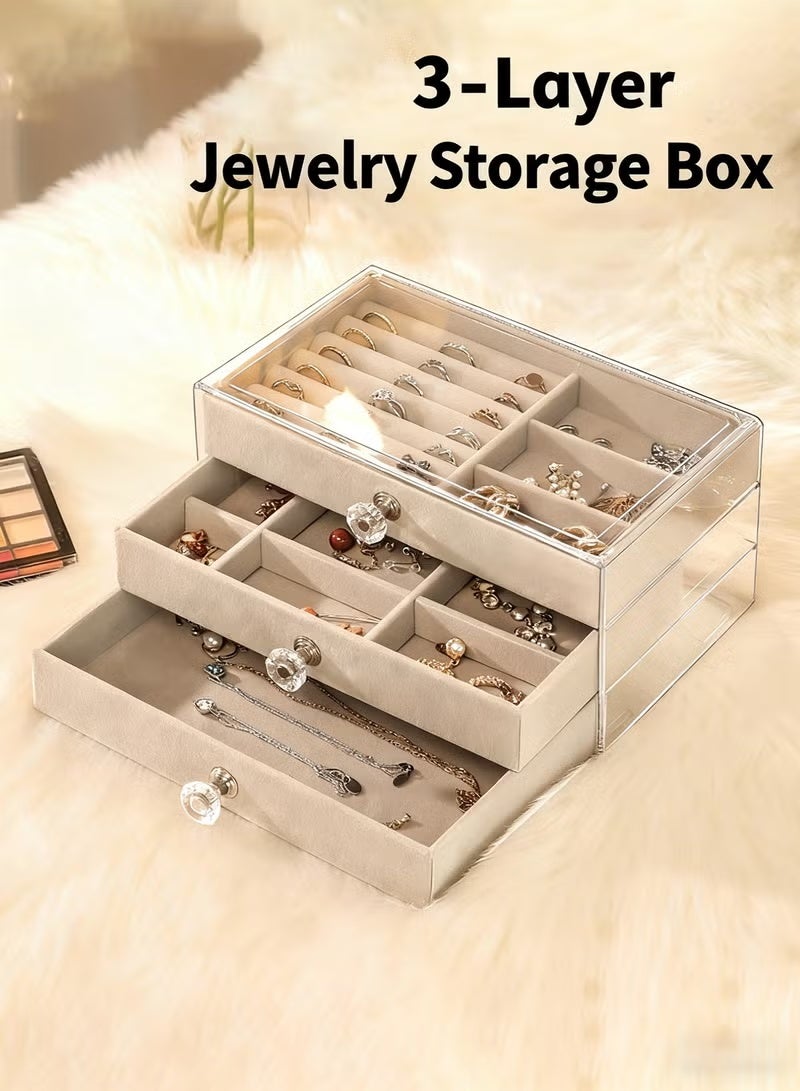 Shein Jewelry Box Women Multifunctional Jewelry Storage and Organizer Velvet Flannel Earring Ring Necklace Bracelet Jewelry Tray Storage - Image 2