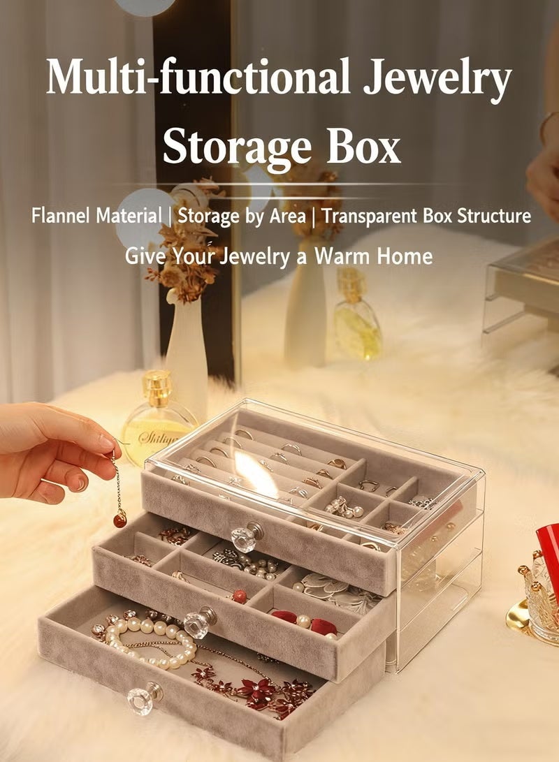 Shein Jewelry Box Women Multifunctional Jewelry Storage and Organizer Velvet Flannel Earring Ring Necklace Bracelet Jewelry Tray Storage - Image 4