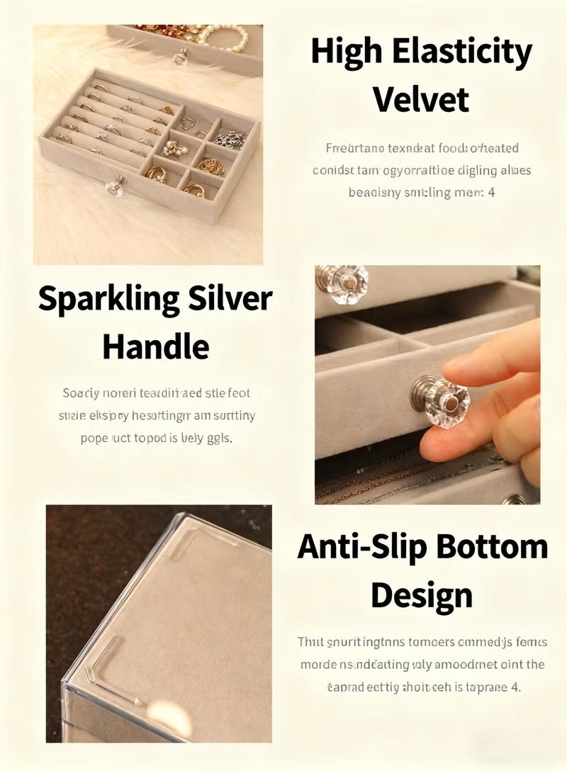 Shein Jewelry Box Women Multifunctional Jewelry Storage and Organizer Velvet Flannel Earring Ring Necklace Bracelet Jewelry Tray Storage - Image 5