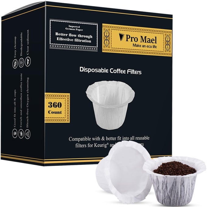 360 COUNT DISPOSABLE K CUP FILTERS COFFEE FILTER PAPER FOR KEURIG BREWERS SINGLE SERVE 10 AND 20 USE WITH REUSABLE K CUP PODS WHITE