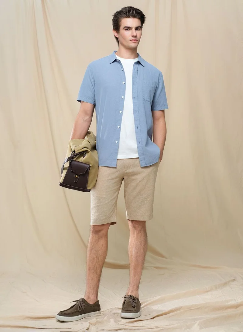 Giordano  Men's Slim Linen Cotton Short-Sleeve Shirt for Men | Best Price UAE