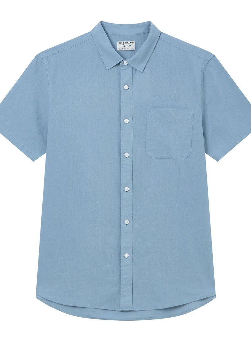 Giordano  Men's Slim Linen Cotton Short-Sleeve Shirt for Men | Best Price UAE