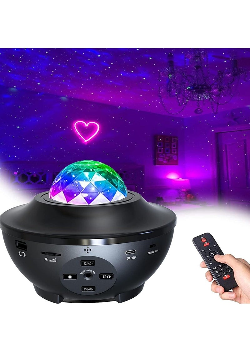 ELTRAZONE Star Night Light Projector for Bedroom – Galaxy Ocean Wave LED Nebula Cloud with Bluetooth Music Speaker – Perfect Gift for Birthday, Party, Wedding, Home Decor – Relaxing Atmosphere for Bedroom, Living Room – Black, Medium (BL-XK01) - Image 1