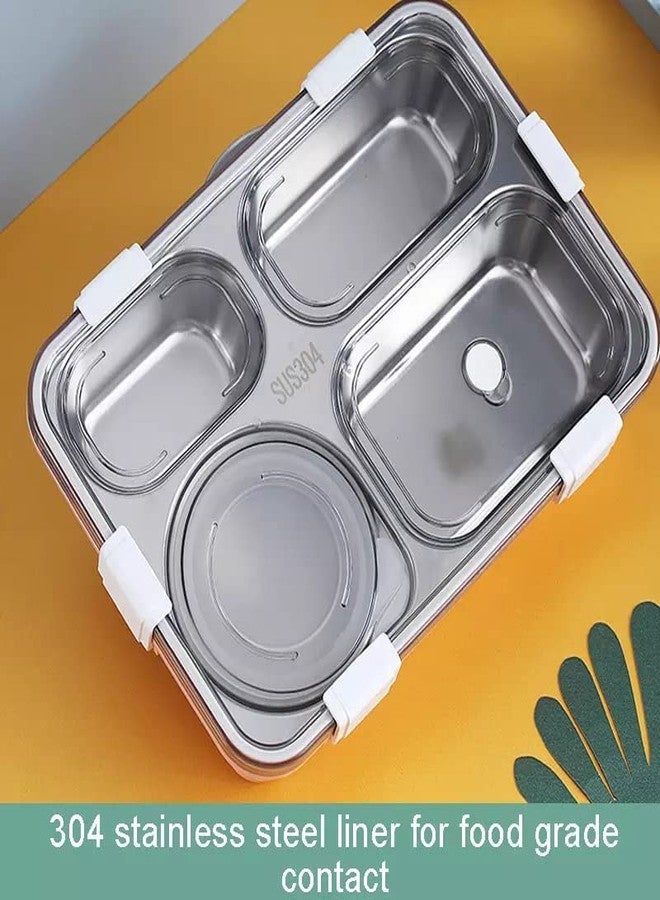 U World UDEETA MART Thermal Insulation 4 Compartment Lunch Box Reusable Microwave Freezer Safe Stainless Steel Portion Snack Containers for Adults and Kids (Multicolor) - Image 2