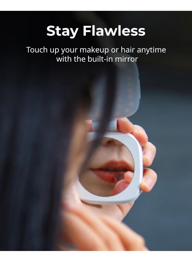 ضوء سيلفي مغناطيسي للآيفون، مع مرآة، يلتصق فورياً بتقنية MagSafe، للسيلفي ومؤتمرات الفيديو، باللون الأسود (أبيض). - Image 2