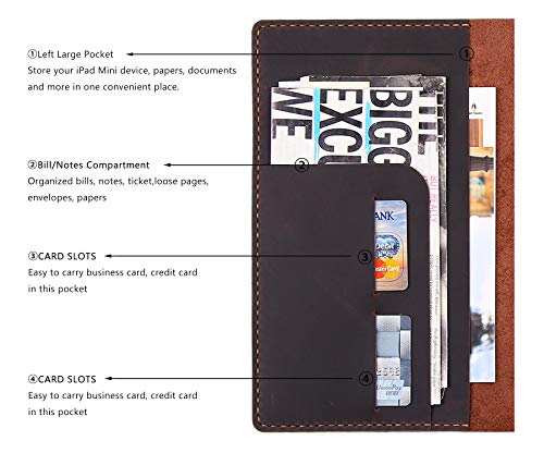 Robrasim Leather Cover for 6"x9" Steno Notebook, Leather Folio Cover Compatible with 6x9 Spiral Steno Pads, A5 Notebook Organizer with Pen Loop - Coffee - Image 4