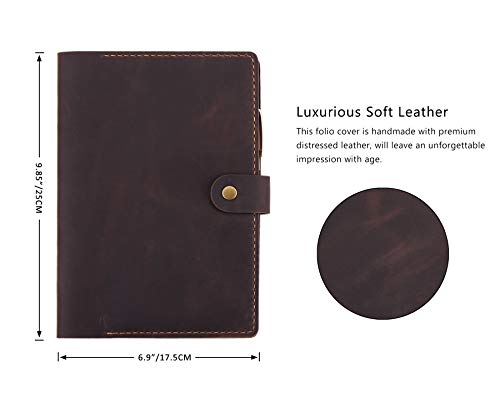 Robrasim Leather Cover for 6"x9" Steno Notebook, Leather Folio Cover Compatible with 6x9 Spiral Steno Pads, A5 Notebook Organizer with Pen Loop - Coffee - Image 2