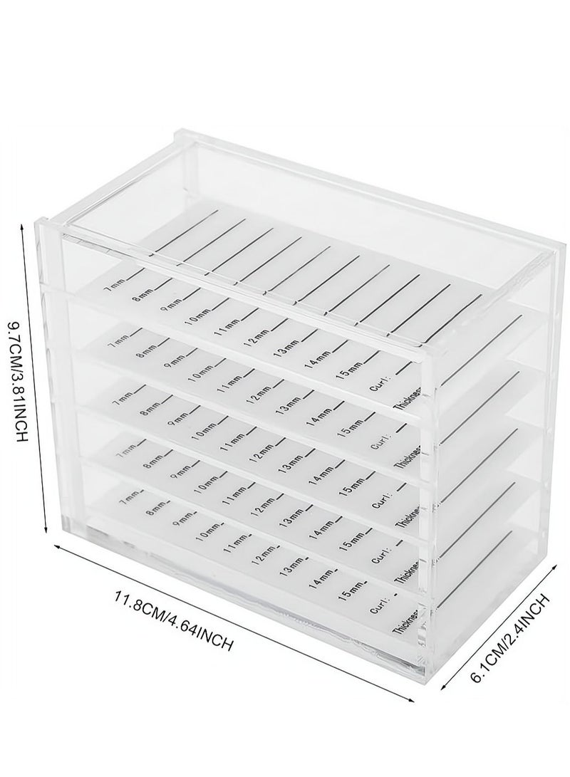 SYOSI 5 Layers Acrylic Clear False Eyelash Organizer Case Cosmetic Makeup Storage Box for Grafting Lash Extension Clear Eyelashes Glue Pallet Holders Grafting Eyelash Extension Tool - Image 4