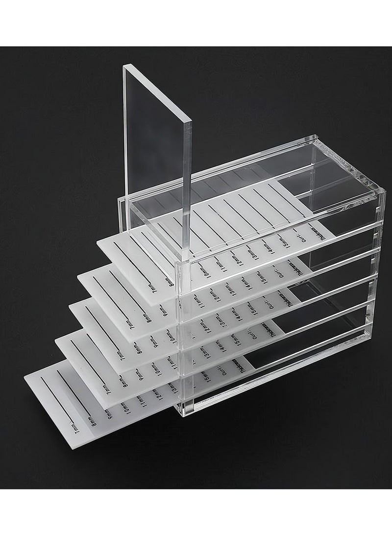 SYOSI 5 Layers Acrylic Clear False Eyelash Organizer Case Cosmetic Makeup Storage Box for Grafting Lash Extension Clear Eyelashes Glue Pallet Holders Grafting Eyelash Extension Tool - Image 1