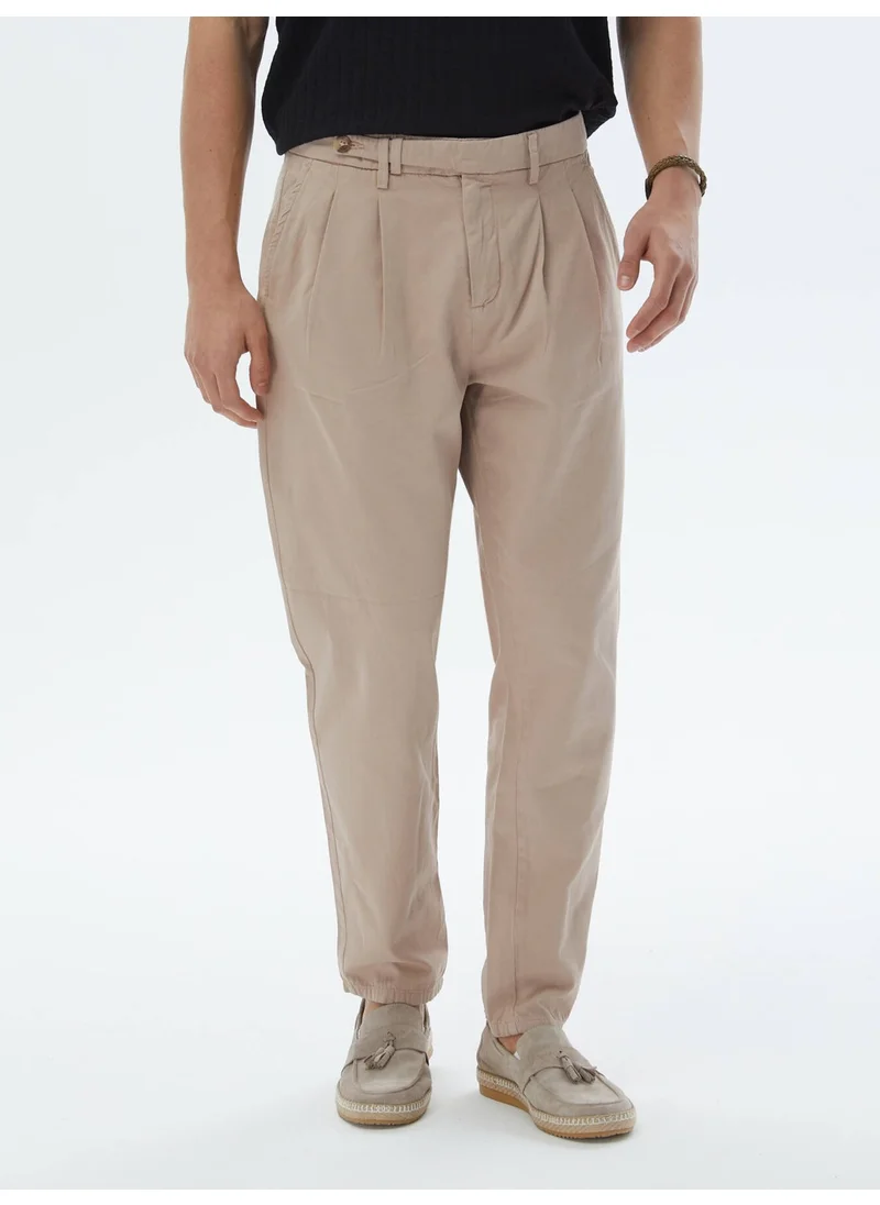 Kip Light Brown Woven Smart Casual 100% Cotton Trousers