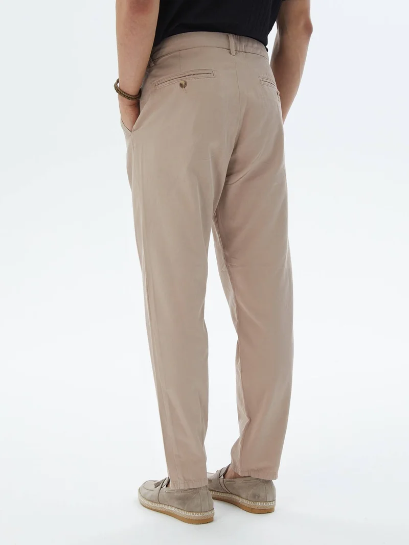 Kip Light Brown Woven Smart Casual 100% Cotton Trousers
