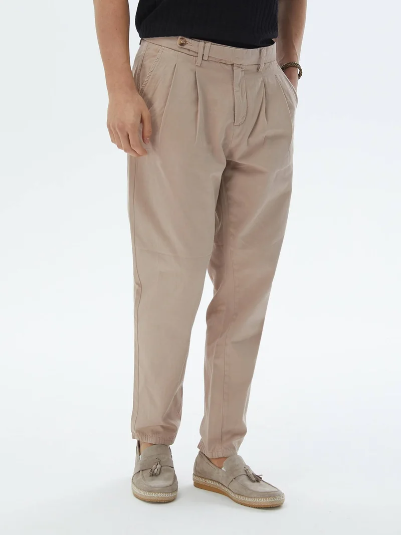 Kip Light Brown Woven Smart Casual 100% Cotton Trousers