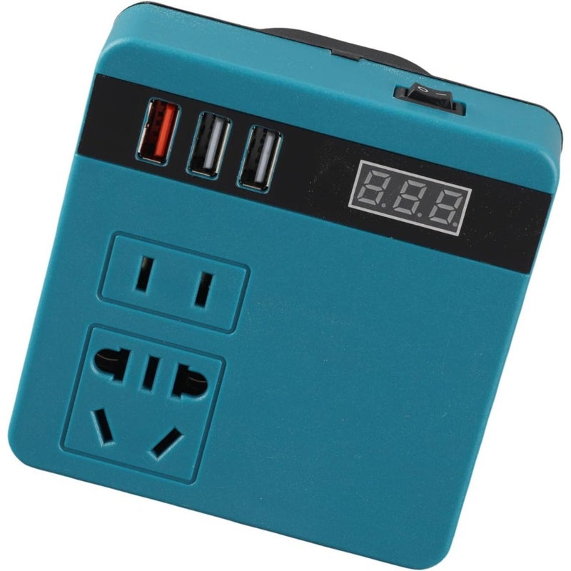 200W DC18V-21V, Outdoor Generator Battery Converter with 2 USB and LED and AC Battery Powered Outlet, DC to AC Converter for Charging Electronics - Image 1