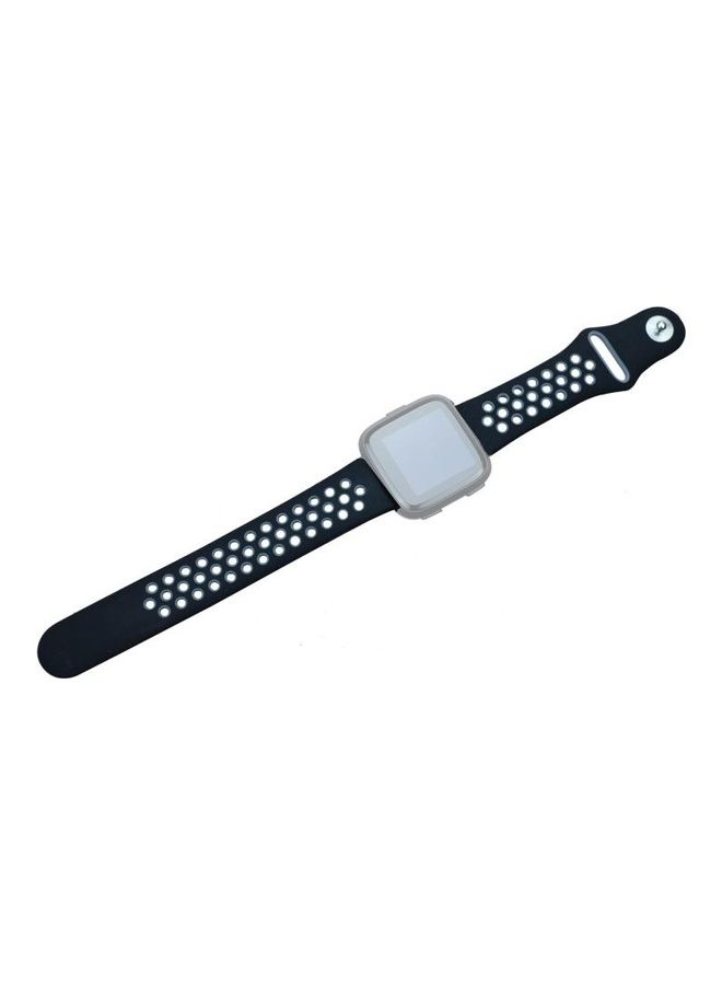 NIBEMINENT Two Colour Silicone Replacement Strap Watchband For Fitbit Versa 3 Black - Image 2