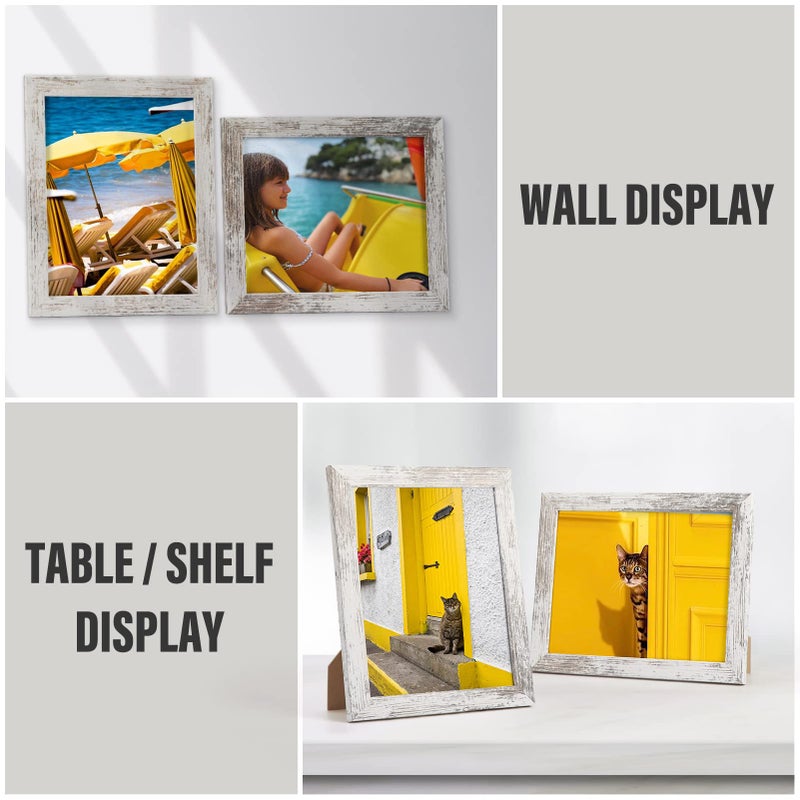 PETAFLOP 8x10 Picture Frame Set of 7  Distressd Rustic Frames Display 8 by 10 Inch Photo for Wall or Tabletop - Image 4