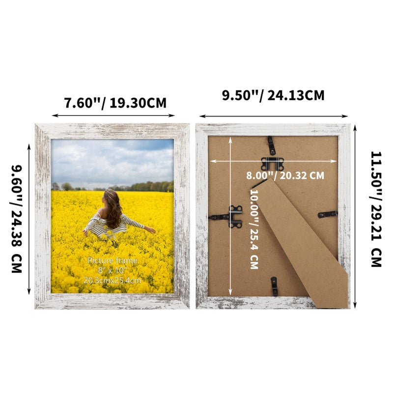 PETAFLOP 8x10 Picture Frame Set of 7  Distressd Rustic Frames Display 8 by 10 Inch Photo for Wall or Tabletop - Image 3