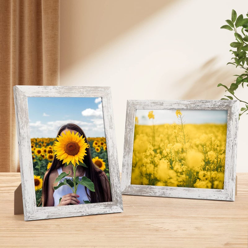 PETAFLOP 8x10 Picture Frame Set of 7  Distressd Rustic Frames Display 8 by 10 Inch Photo for Wall or Tabletop - Image 5