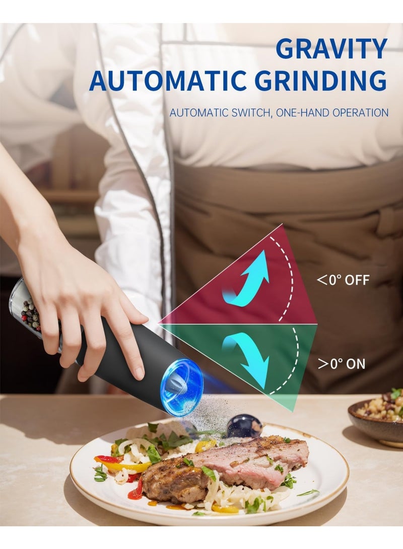 Electric Spiece ,Salt and Pepper Grinder Set Automatic Salt and Pepper Grinder Set with LED Light, Battery Operated, Adjustable Coarseness, Large Capacity, for Home Kitchen BBQ -Gravity Automatic Grinding-Adjustable Grinder To control smoothness and roughness - Image 3