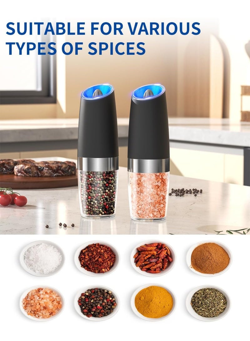 Electric Spiece ,Salt and Pepper Grinder Set Automatic Salt and Pepper Grinder Set with LED Light, Battery Operated, Adjustable Coarseness, Large Capacity, for Home Kitchen BBQ -Gravity Automatic Grinding-Adjustable Grinder To control smoothness and roughness - Image 4