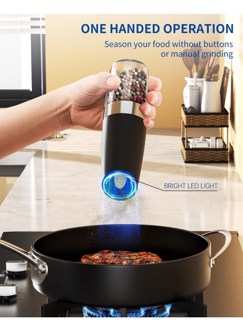 Electric Spiece ,Salt and Pepper Grinder Set Automatic Salt and Pepper Grinder Set with LED Light, Battery Operated, Adjustable Coarseness, Large Capacity, for Home Kitchen BBQ -Gravity Automatic Grinding-Adjustable Grinder To control smoothness and roughness - Image 5