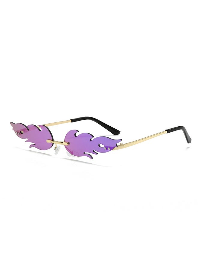 Gasin Unisex Flame Rimless Sunglasses UV400 Metal Frame Fashion Trendy Party Street Style Eyewear - Image 1