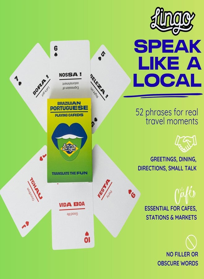 LINGO Playing Cards in Tin Box | Sturdy Travel Case | Language Learning Game Set with Useful Phrases | Fun Visual Flashcard Deck to Increase Vocabulary and Pronunciation Skills (Brazilian) - Image 4