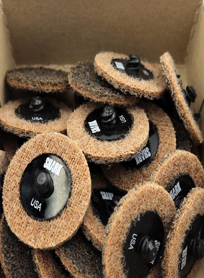 شارك أقراص معالجة الأسطح سريعة التغيير من Shark Industries PN-13062، لون بني/خشن، من النوع R، قطر 2 بوصة - حبيبات خشنة للتنظيف والتشطيب وإزالة النتوءات على جميع المعادن (25 قرصًا) - Image 4