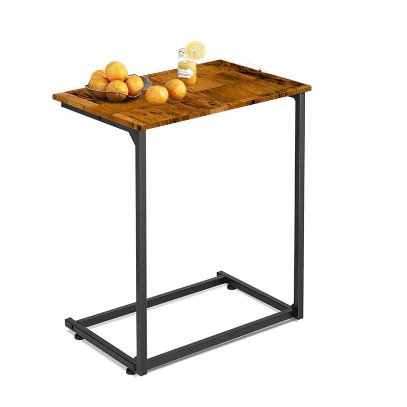 Ventuos Sofa Side Table C Laptop Table End Table Work in Bed or on The Sofa Simple Structure Stable for Living Room Industrial Style Rustic Brown WoodMetal