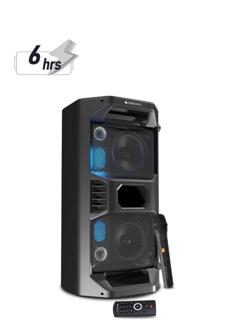 Zeb-Space Deck PRO Wireless Bluetooth 40W Boombox Party Portable Speaker Supporting LED Display, RGB Lights, USB, SD Card, AUX, MIC in, FM, TWS & Comes with Wireless MIC + Remote Control.