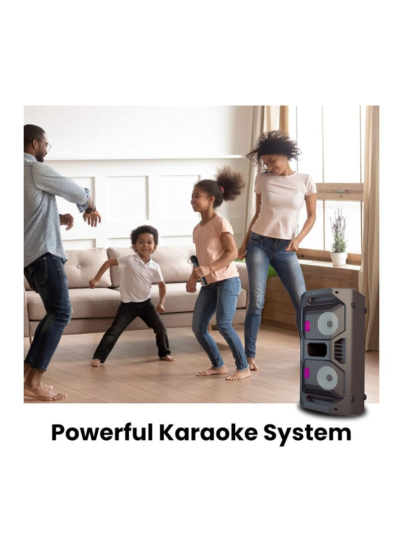 Zeb-Space Deck PRO Wireless Bluetooth 40W Boombox Party Portable Speaker Supporting LED Display, RGB Lights, USB, SD Card, AUX, MIC in, FM, TWS & Comes with Wireless MIC + Remote Control.