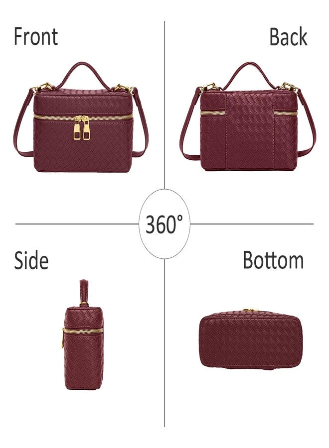 JYG Trendy Shoulder Bags for Women Mini L19 Square Box Satchel Bag Cute PU Leather Crossbody Purse with Adjustable Strap Burgundy - Image 4