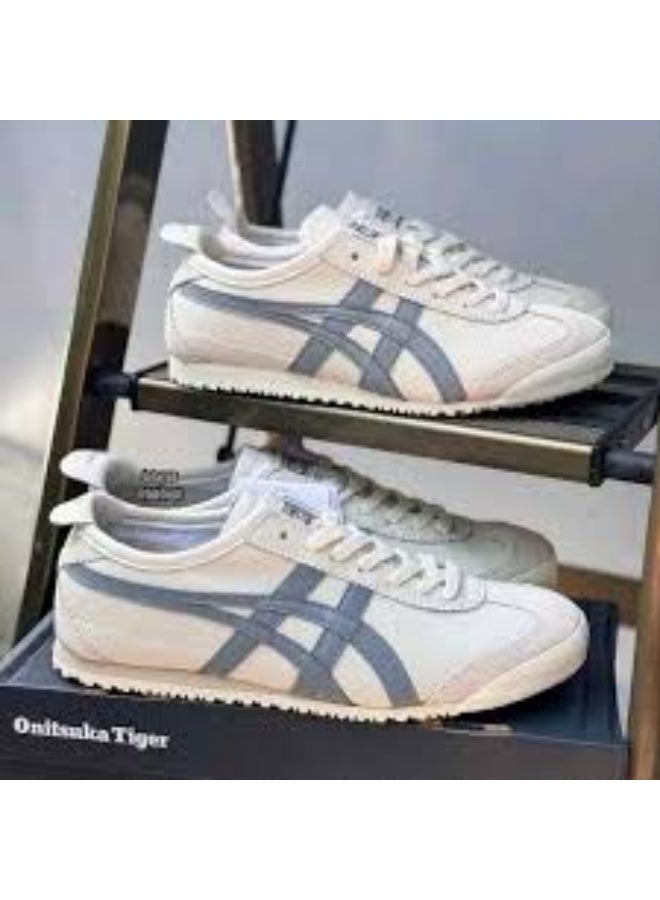 Onitsuka Tiger أونيتيكا تايجر مكسيكو 66 بيج رمادي خطوط مسطحة - Image 1