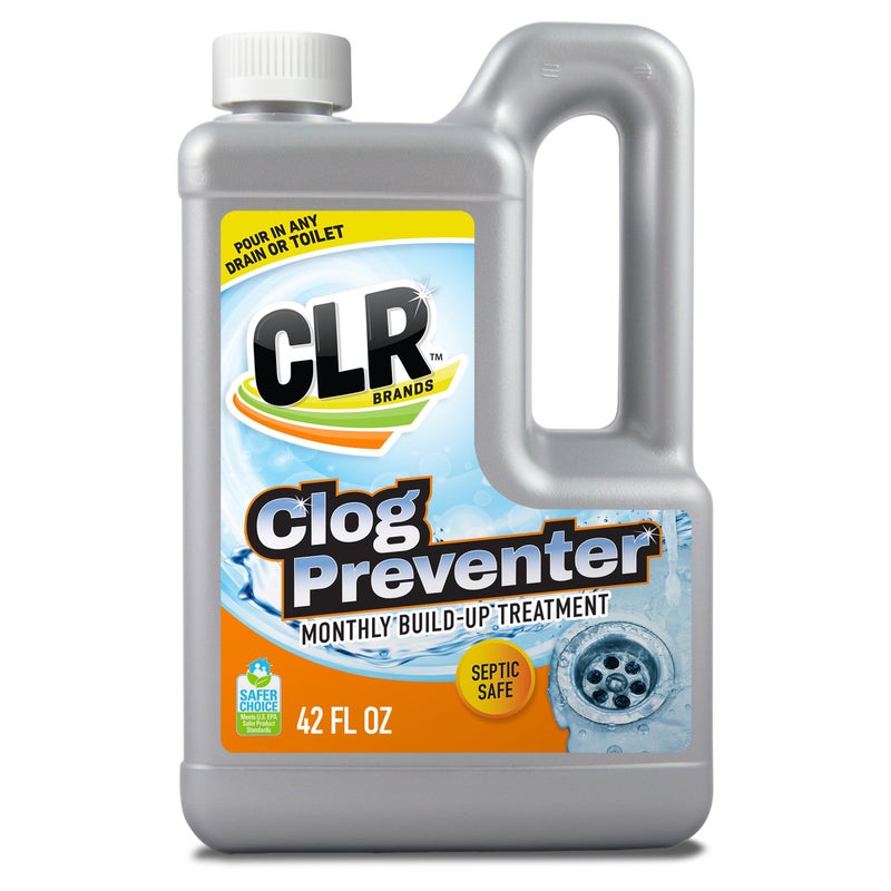 CLR Brands® مانع انسداد الأنابيب والصرف الشفاف، مزيل تراكم الصرف الشهري، يساعد في تحلل مصادر الانسداد للحفاظ على تدفق الصرف بسلاسة، آمن على جميع الأنابيب والصرف - زجاجة سعة 42 أونصة - Image 1